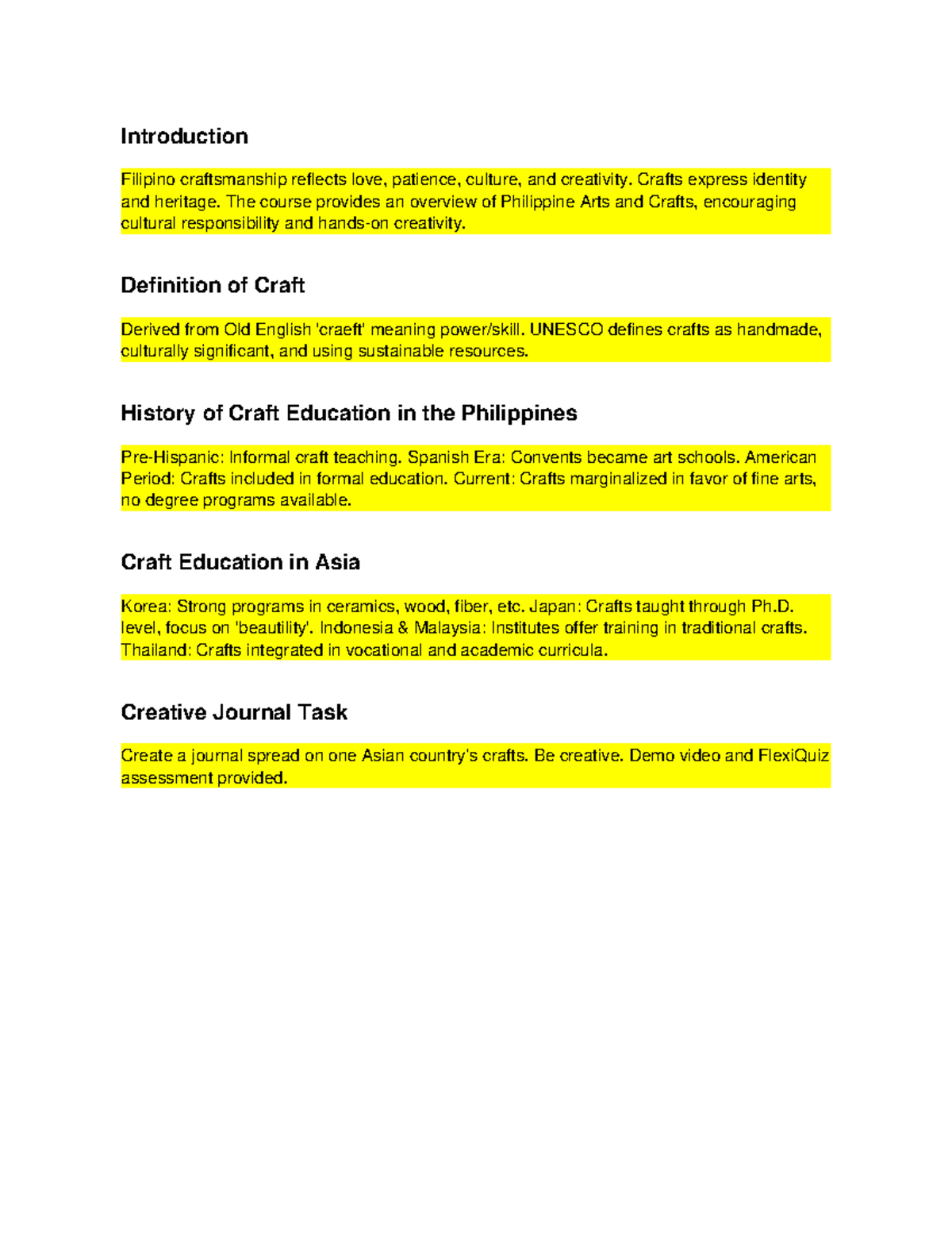 Indigenous Creative Crafts (Week 1) Overview of Philippine Arts ...