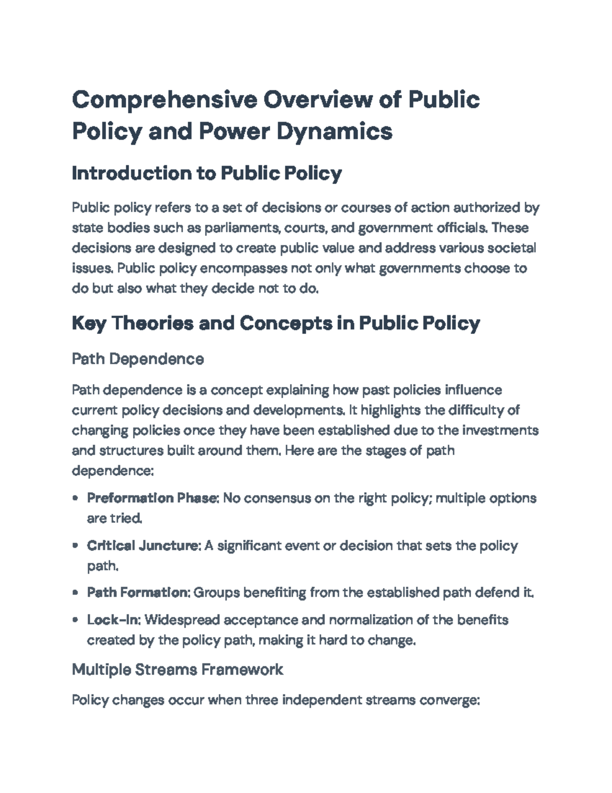 Comprehensive Overview of Public Policy Dynamics and Theories ...