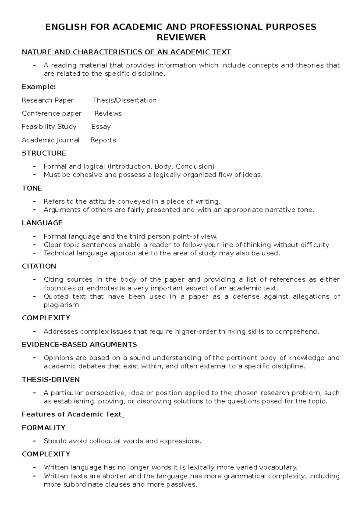 English for Academic and Professional Purposes: Comprehensive Reviewer ...