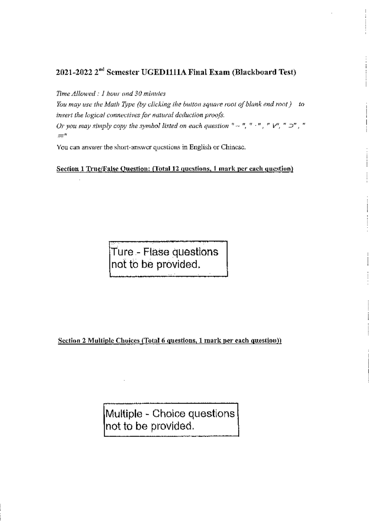 UGED1111 A 4 - 2nd Semester Final Exam Past Paper - Studocu