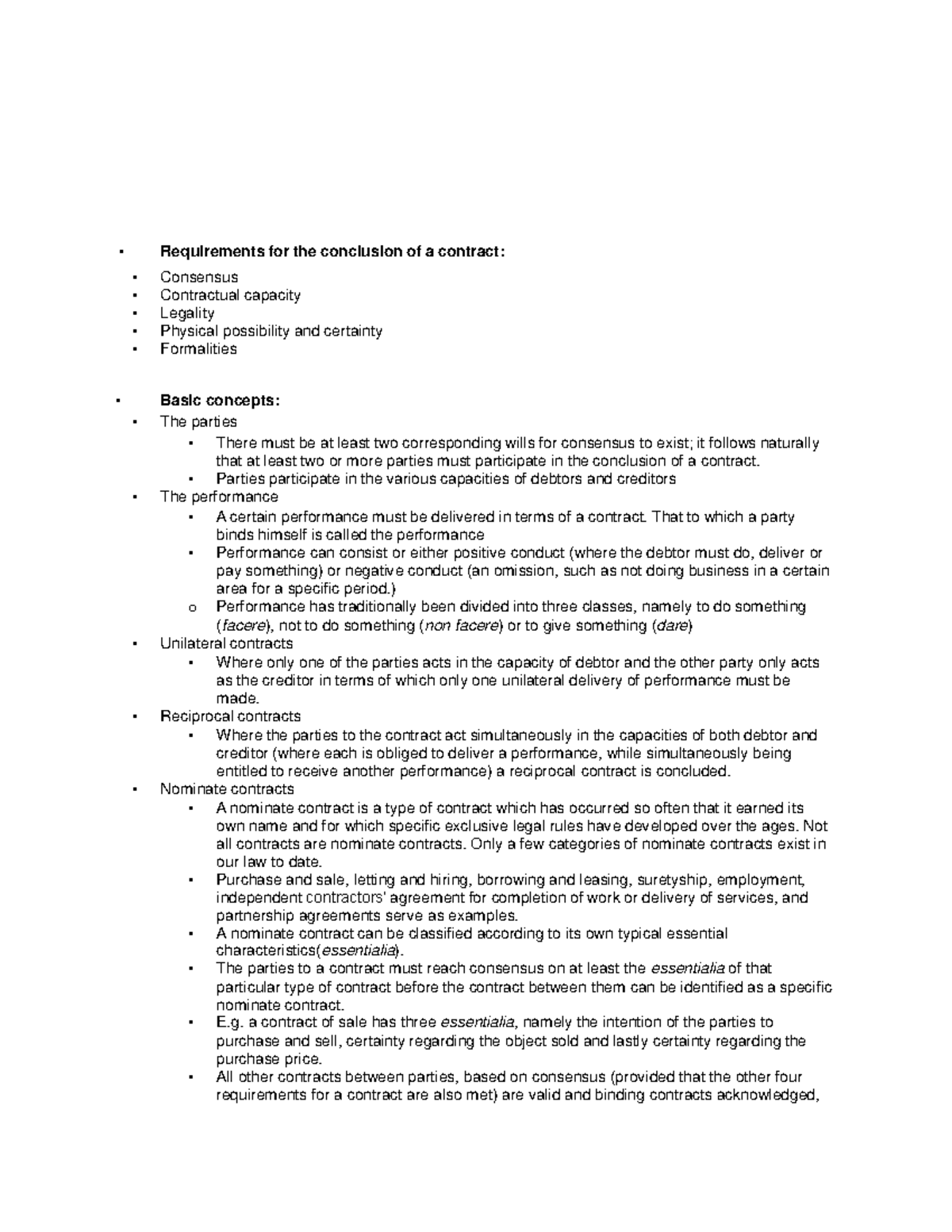KRG 110 Chapter 4 - Contract Conclusion and Essentials Summary - Studocu