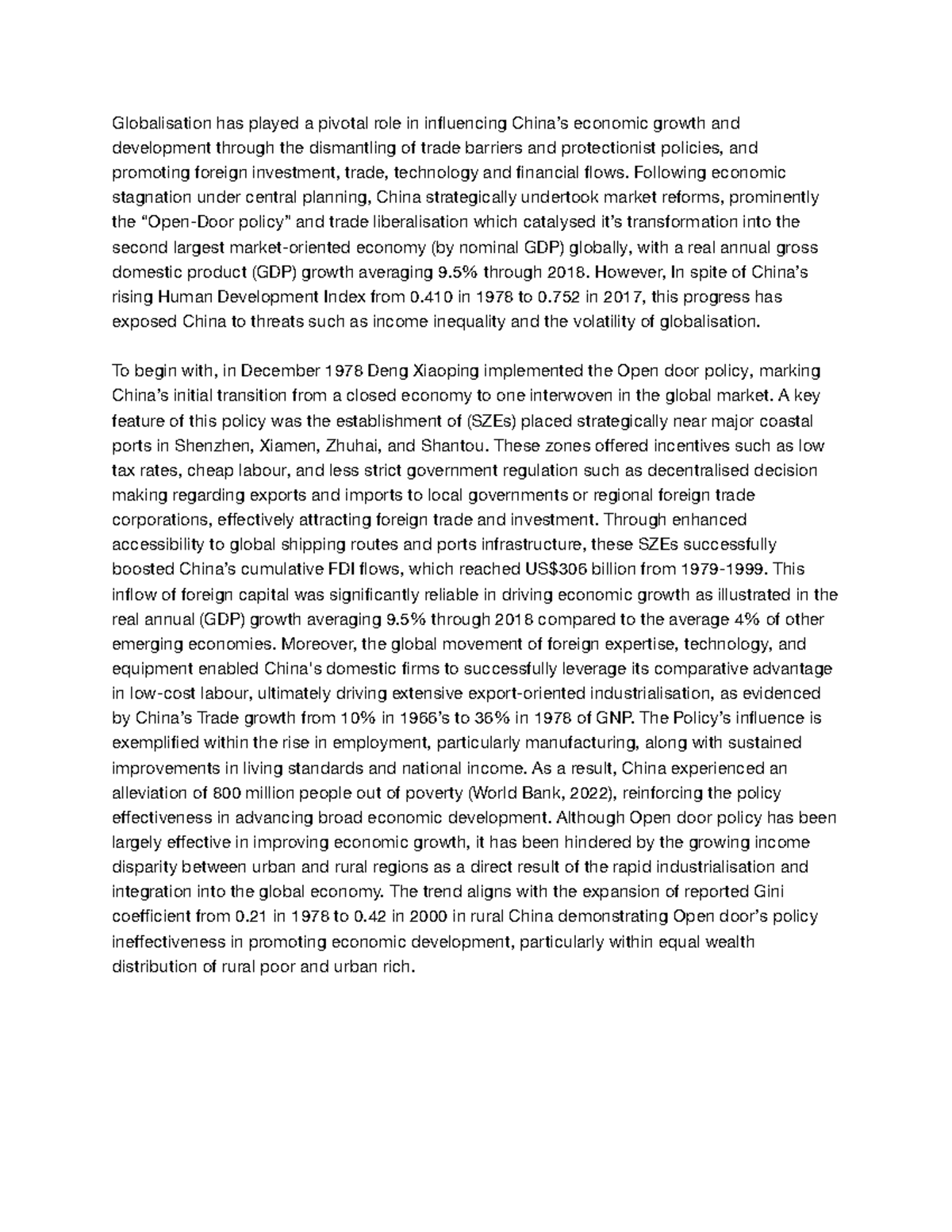 China Case Study Essay: Impact of Globalisation on Economic Growth ...