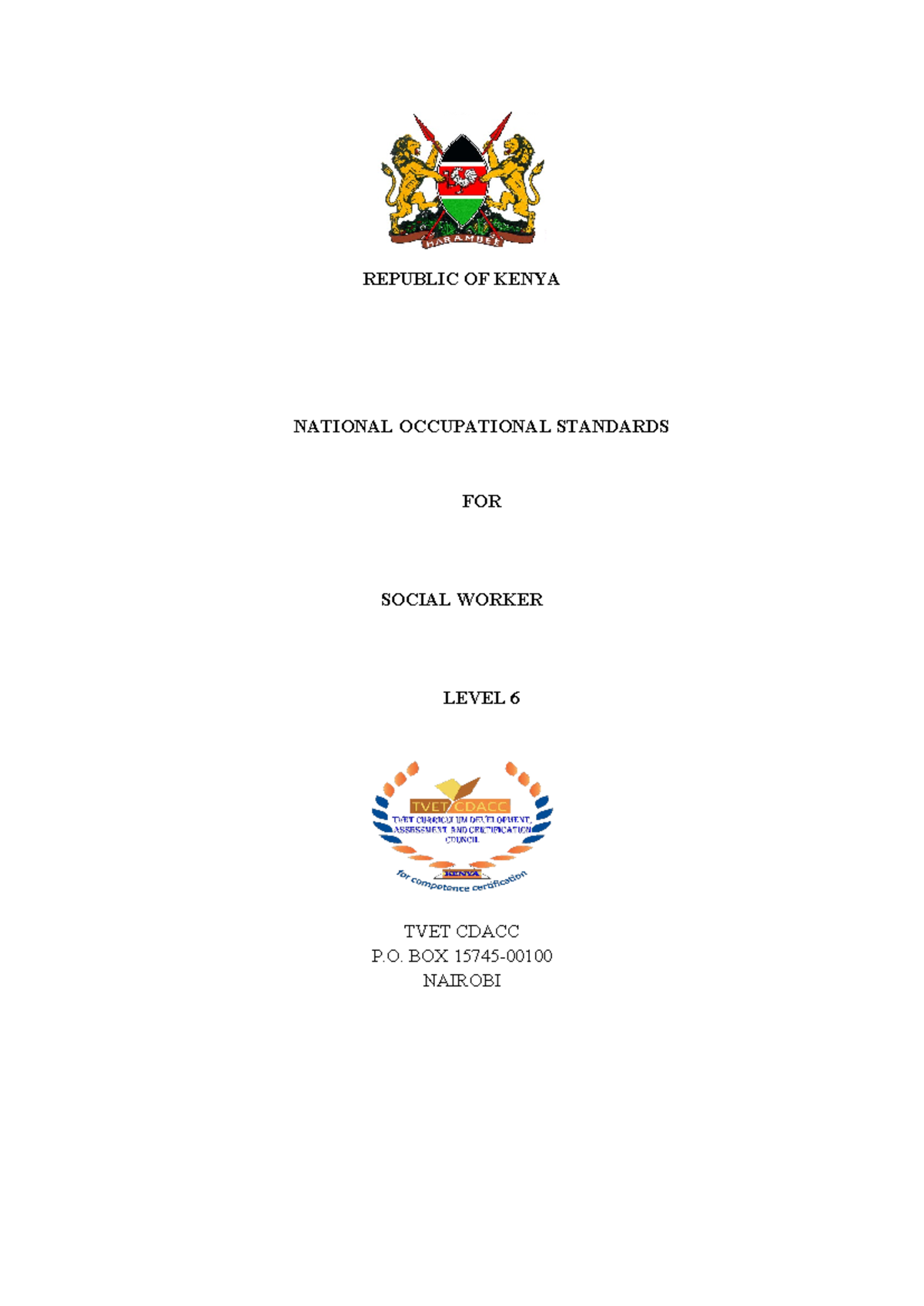 OS Social Work and Community Development: Occupational Standards Level ...