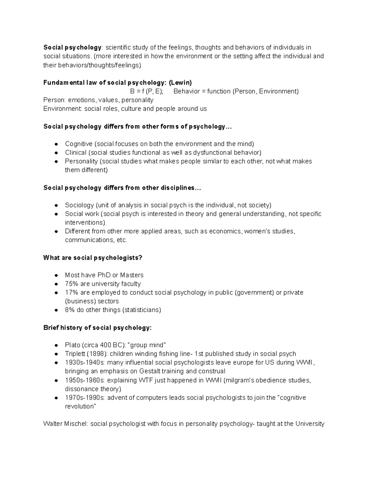 PSY 221 - Exam 1 Study Notes - Social Psychology Overview - Studocu