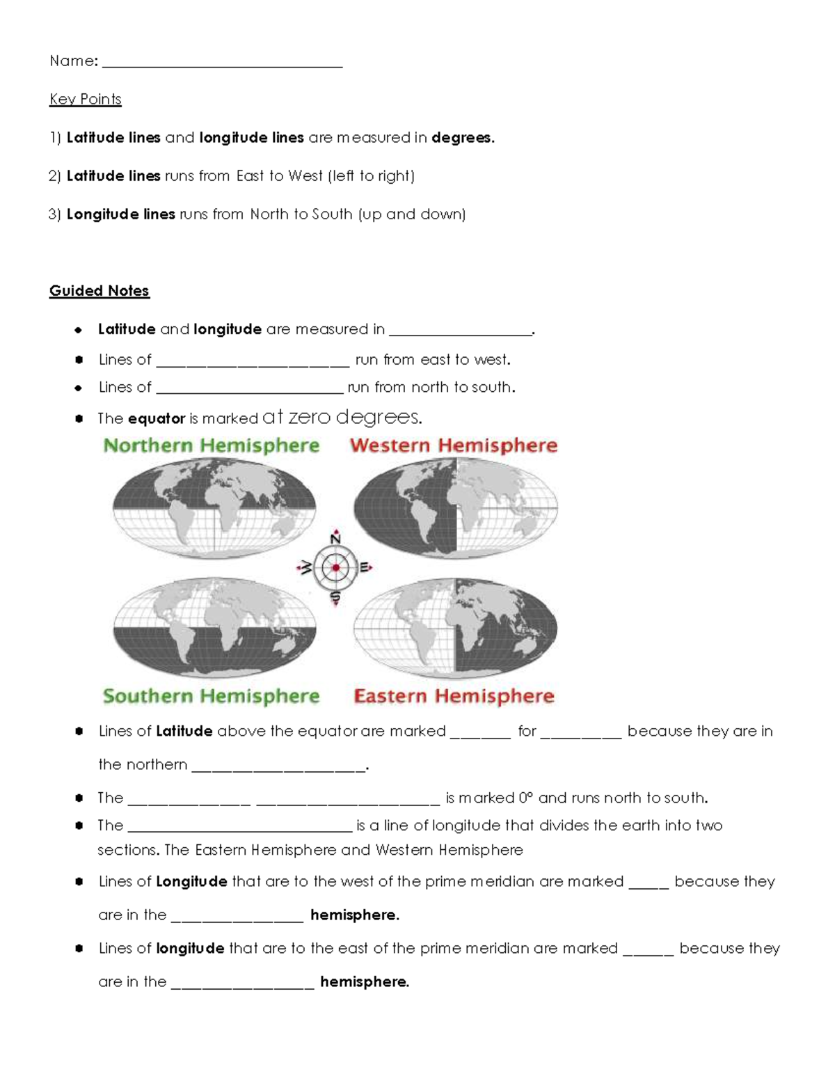 Geographical Features: Latitude & Longitude Guided Notes - Studocu
