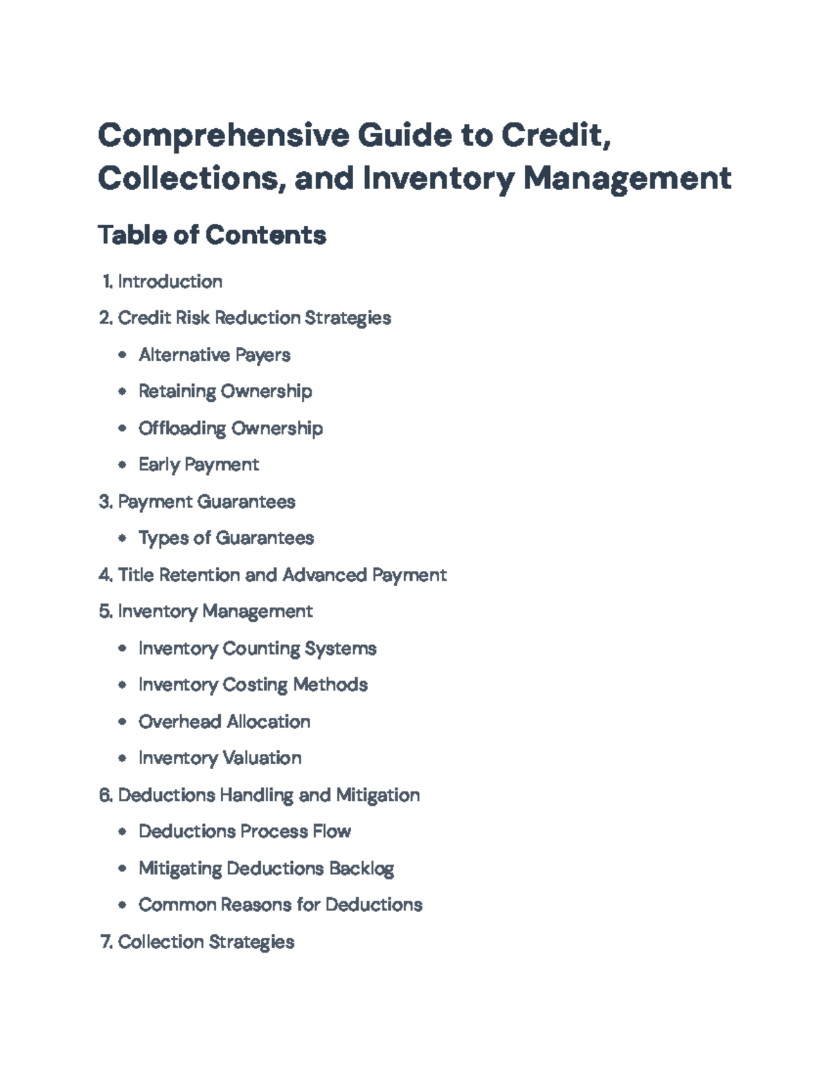 Comprehensive Guide to Credit, Collections, and Inventory Management ...