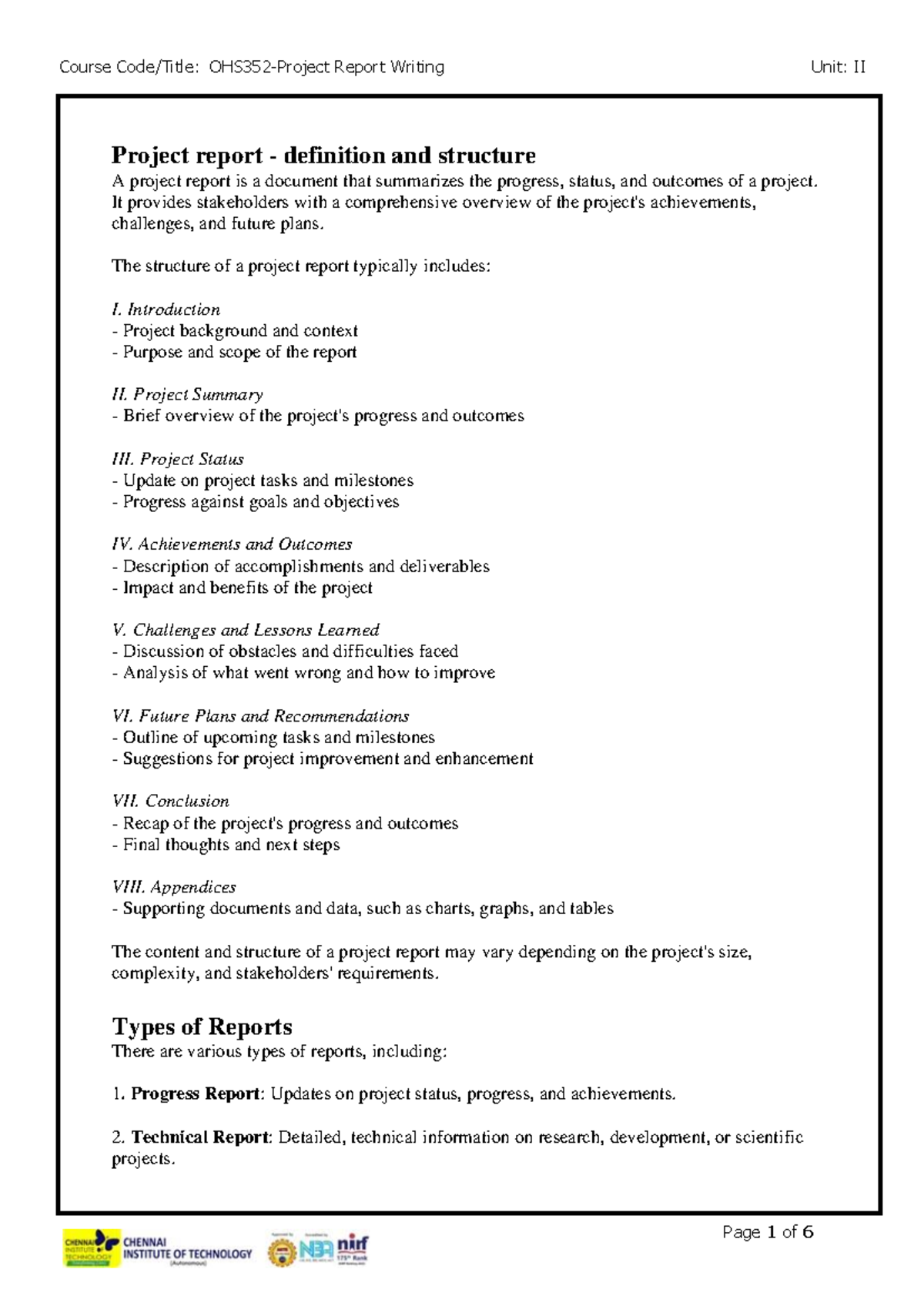 PRW UNIT - 2 - Use this material for your studies - Project report ...