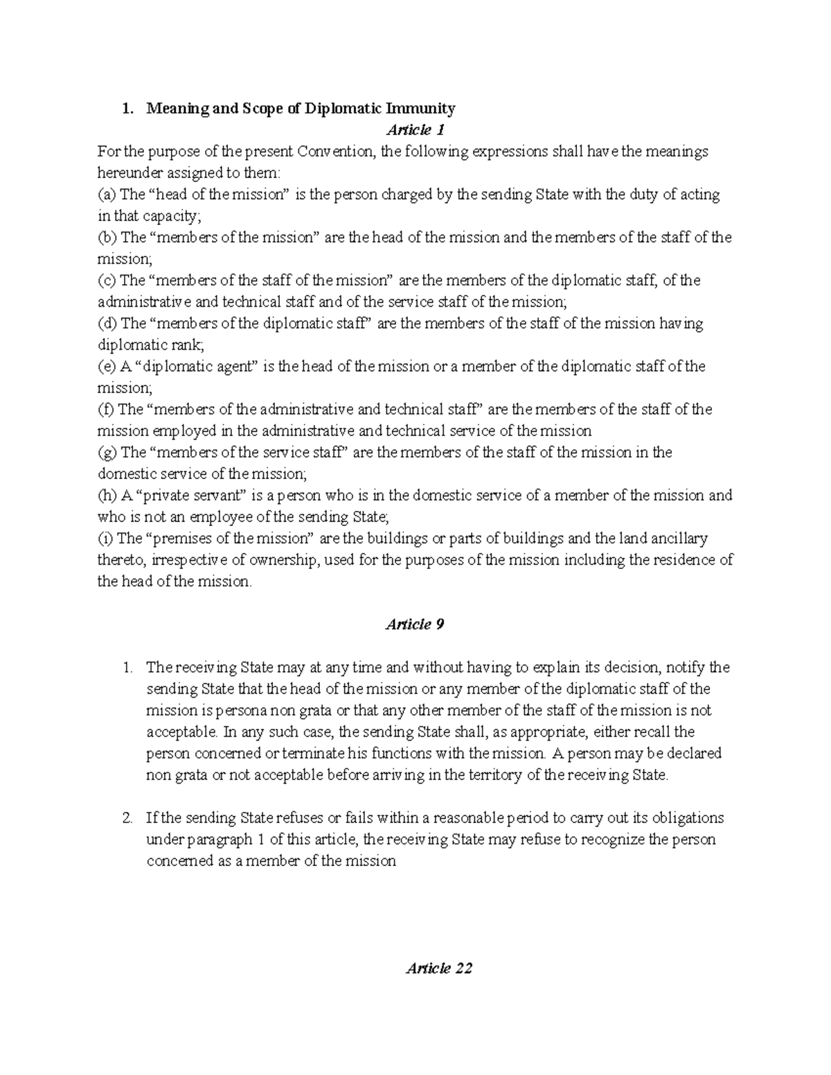 Diplomatic Immunity: Key Concepts and Case Studies (Course Code: DI-101 ...