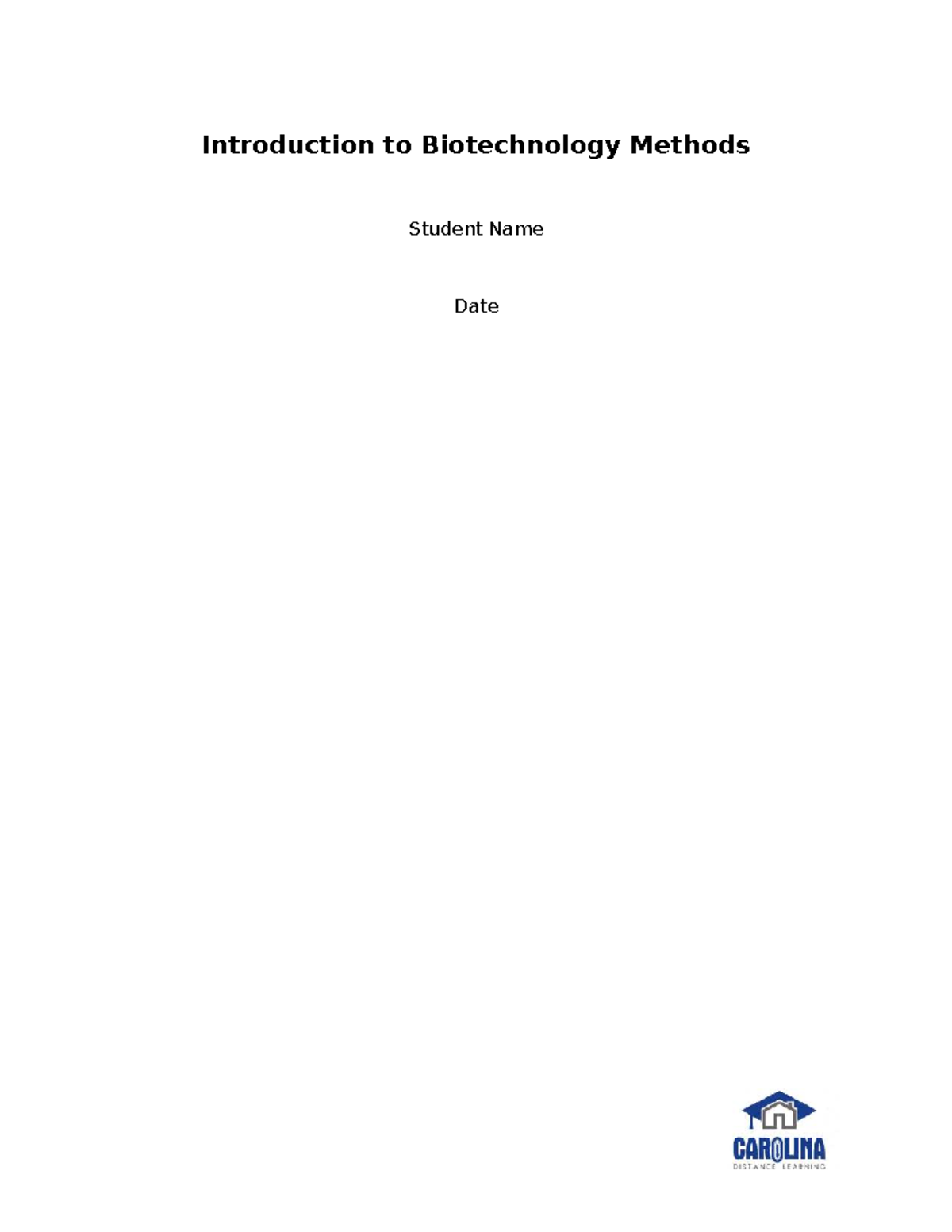 580150 Introduction to Biotechnology Methods Data Activity - Studocu