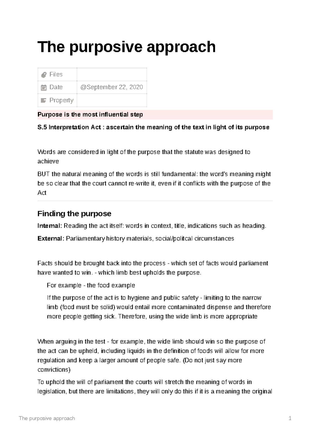 The purposive approach - External: Parliamentary history materials ...