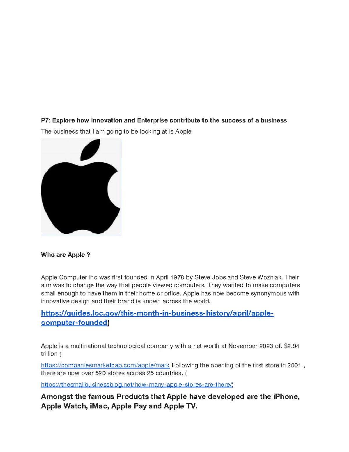 P7: The Role of Innovation & Enterprise in Apple's Business Success ...