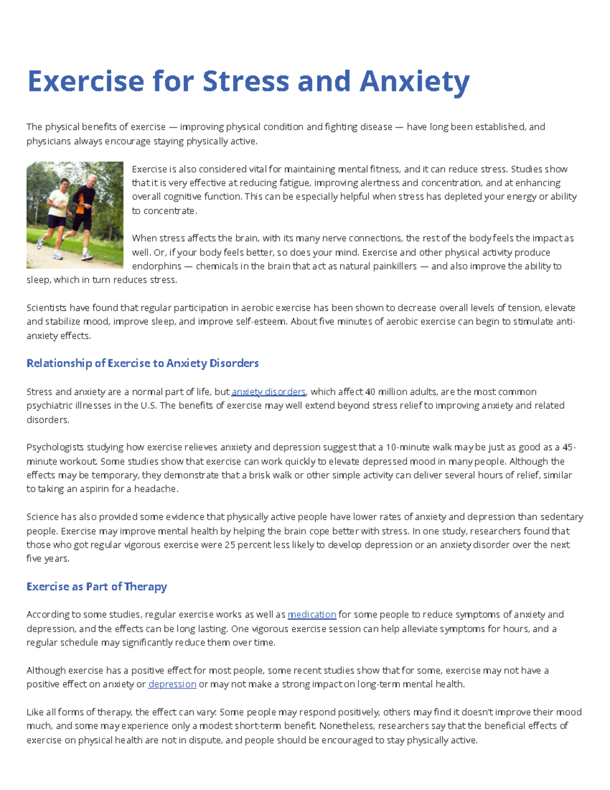 Exercise for Stress and Anxiety Anxiety and Dep… - Exercise for Stress ...