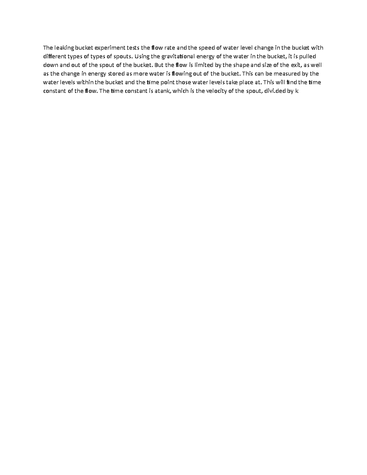 Lab 7: Leaking Bucket Experiment on Flow Rate and Water Level Change ...