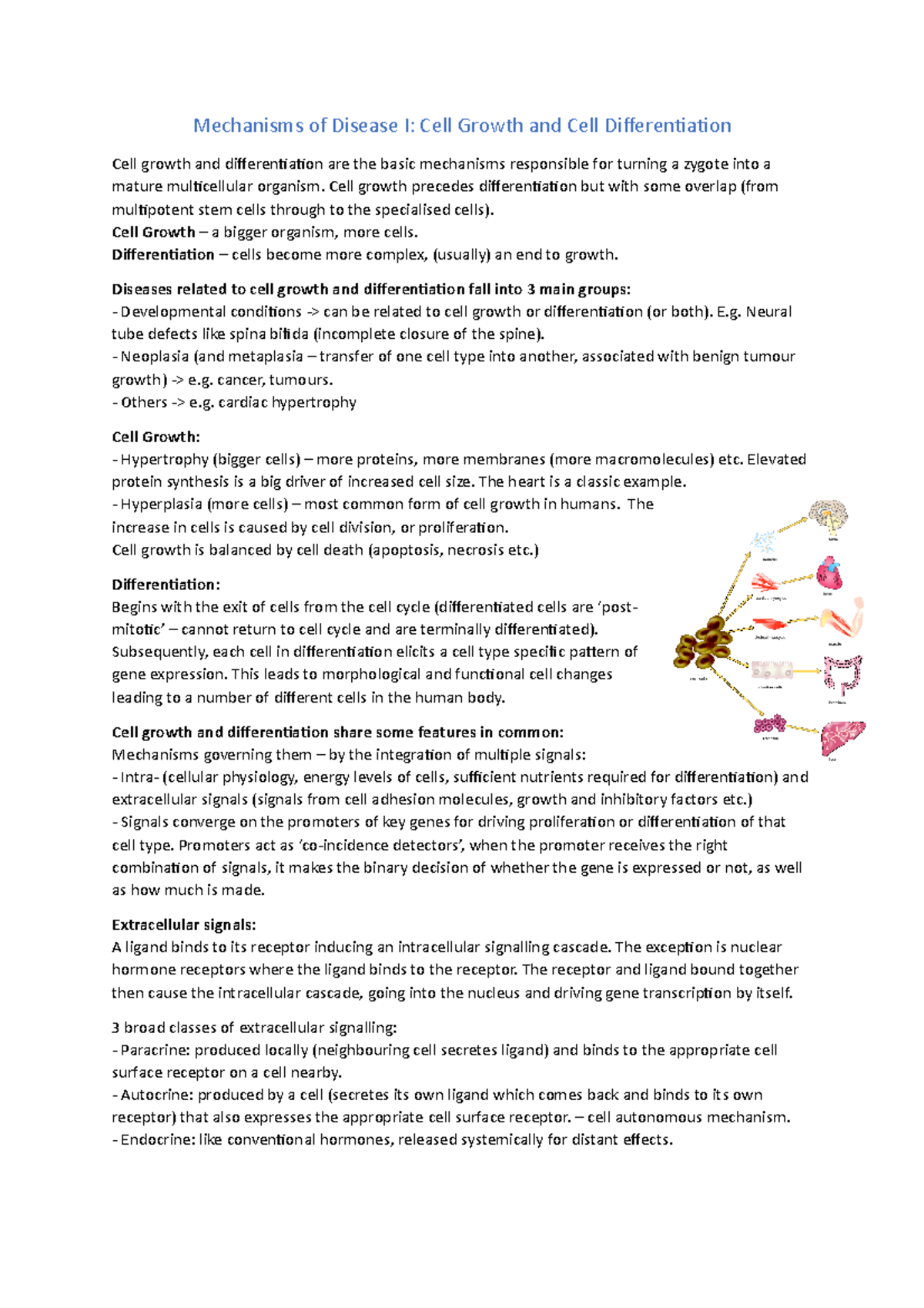 Cell growth introduction - Mechanisms of Disease I: Cell Growth and ...