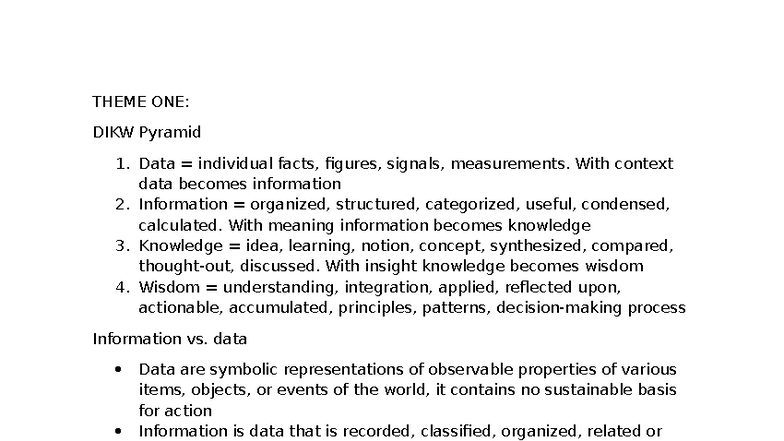 INL 310: DIKW Pyramid and Organizational Culture Insights - Studocu