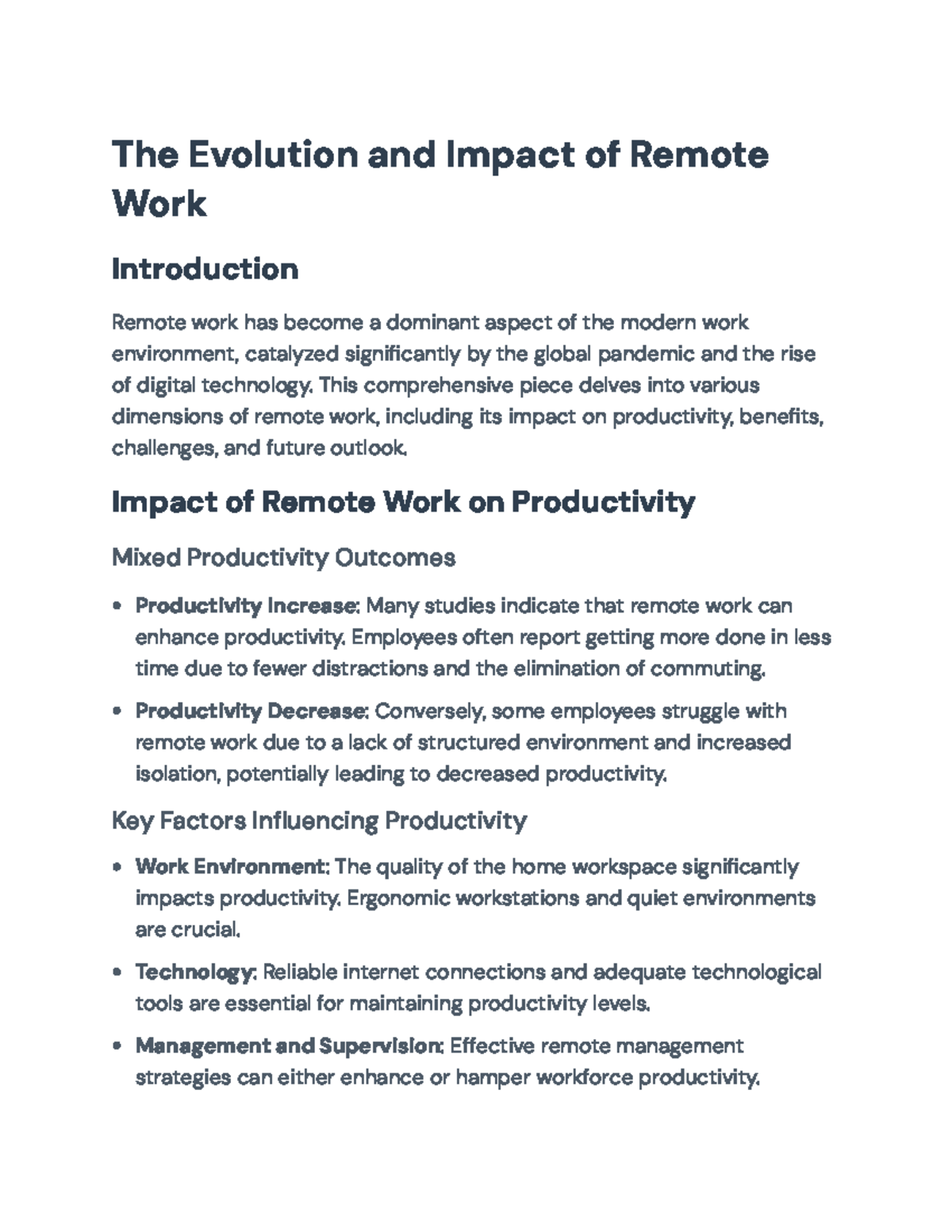 The Evolution and Impact of Remote Work: Challenges and Future Outlook ...
