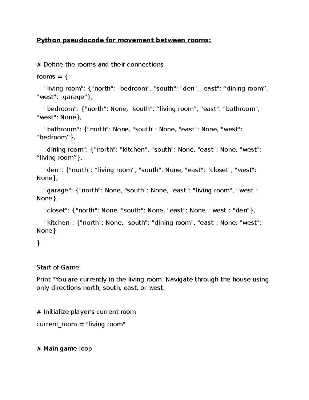 Project 1 Draft: Python Movement Pseudocode for Navigation - Studocu