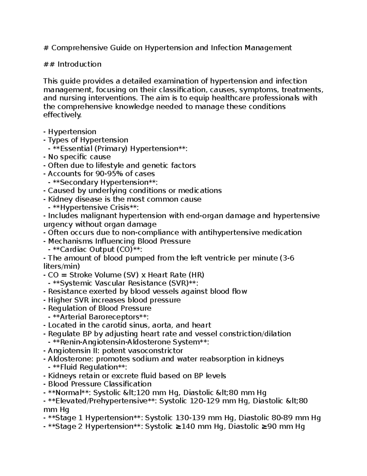Comprehensive Guide on Hypertension & Infection Management for ...