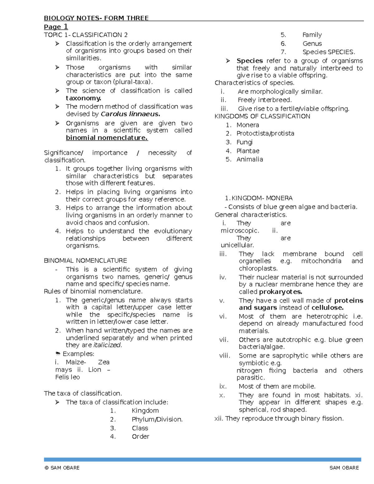 Topic 1 - practice material - Page 1 TOPIC 1- CLASSIFICATION 2 ...