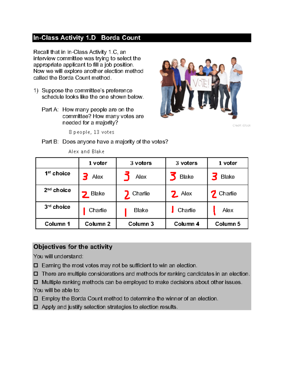 Math 1D - Exploring the Borda Count Method in Elections - Studocu
