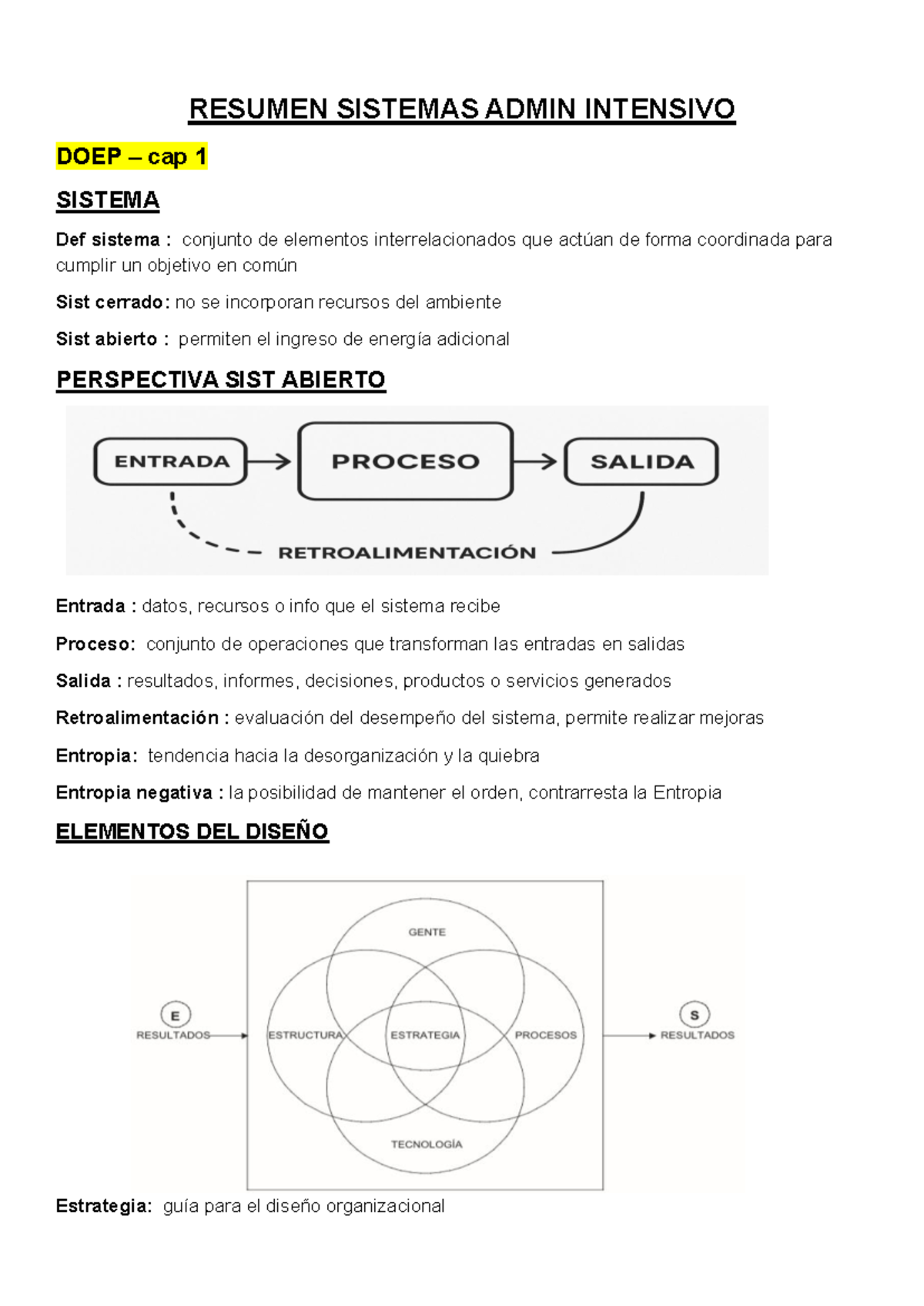 Resumen Sistemas Administrativos Intensivo DOEP - Capítulos 1 a 6 - Studocu