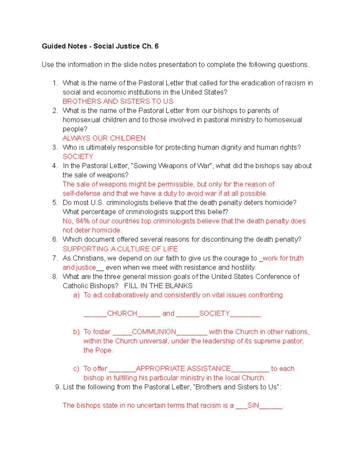 Social Justice Guided Notes: Ch. 6 Answer Key and Insights - Studocu