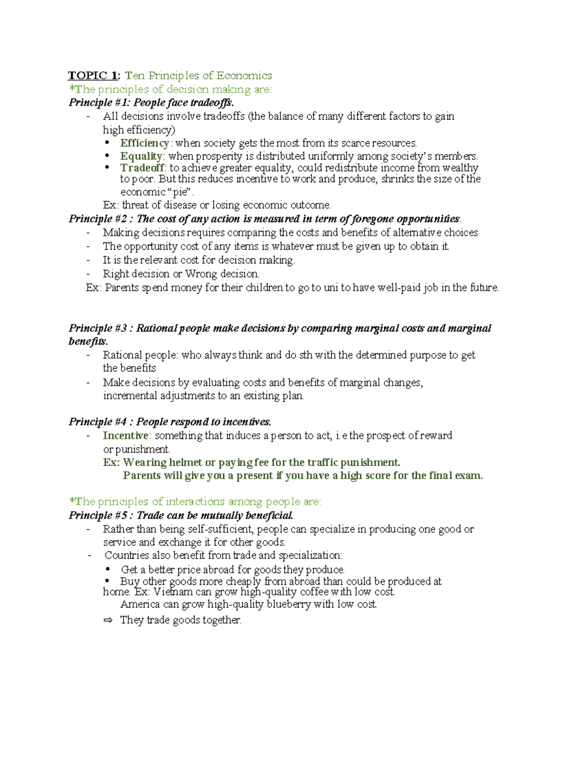 ECO 101: Ten Principles of Economics - Key Concepts and Insights - Studocu