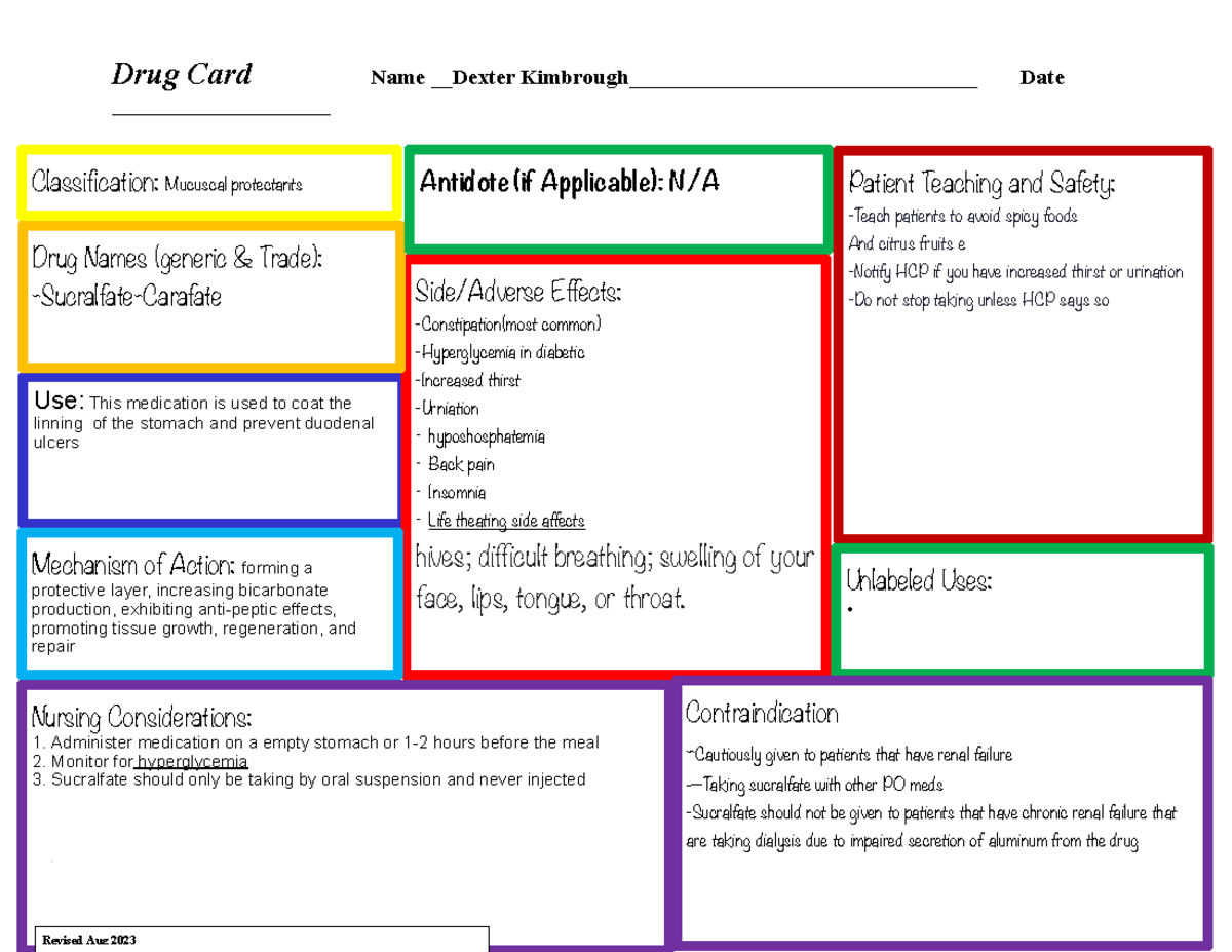 健康・医学 DispositionofToxicDrugsandChemicalsinMan NSG124 Drug Card: Famotidine - Patient Safety & Nursing