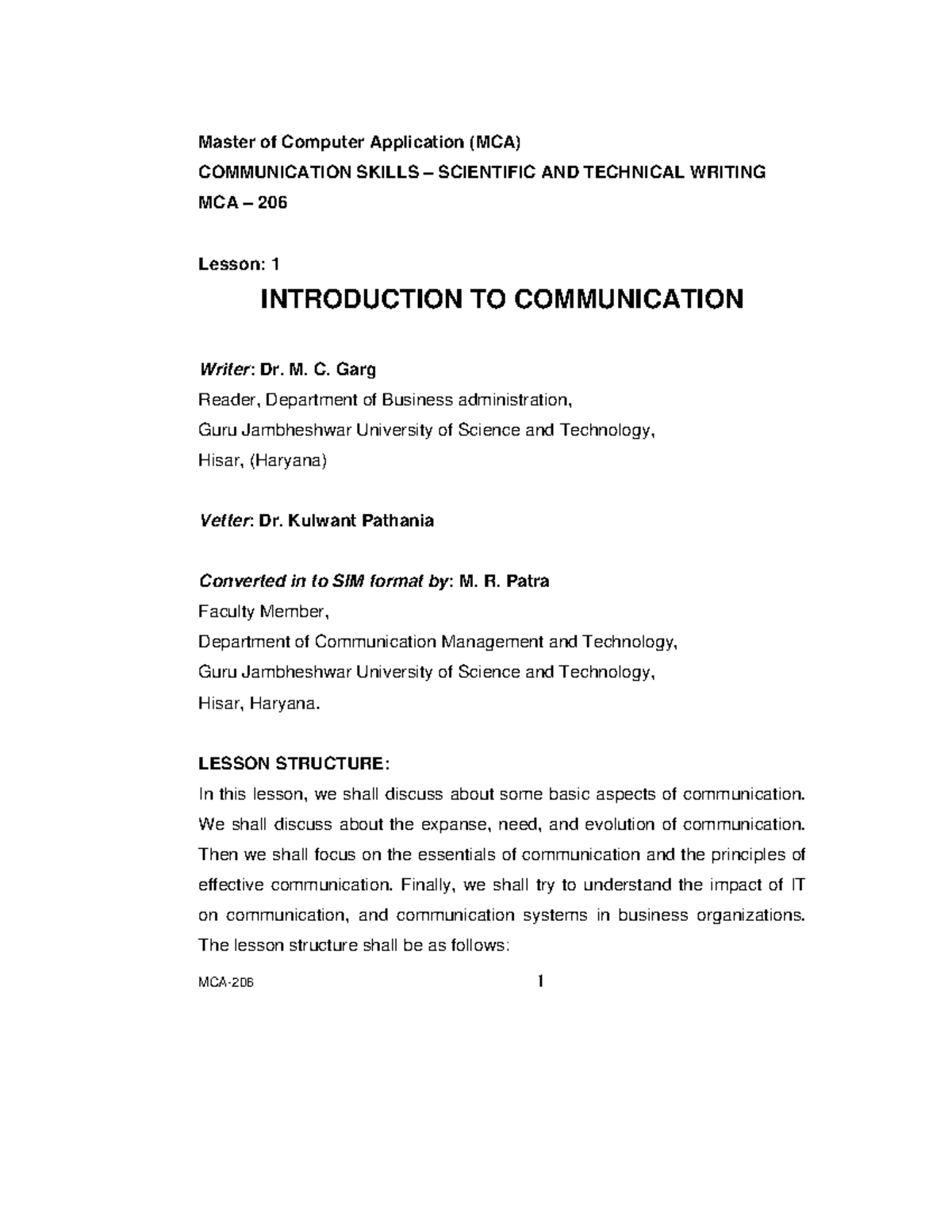 2 B Introduction TO Communication-6 - Master of Computer Application ...