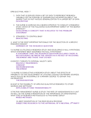 EBP Quiz 2 Study Guide - Phases of the Research Process - Define ...