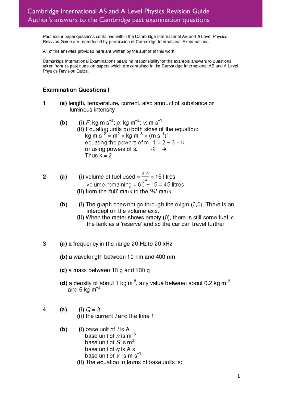 AS and A Level Physics Revision Guide Answers (PFE970A) - Studocu