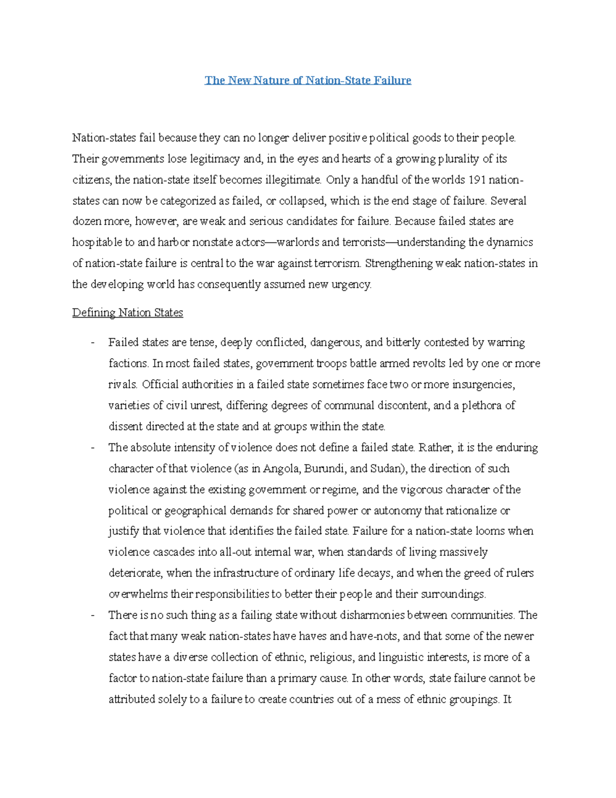The New Nature of Nation-State Failure - The New Nature of Nation-State ...
