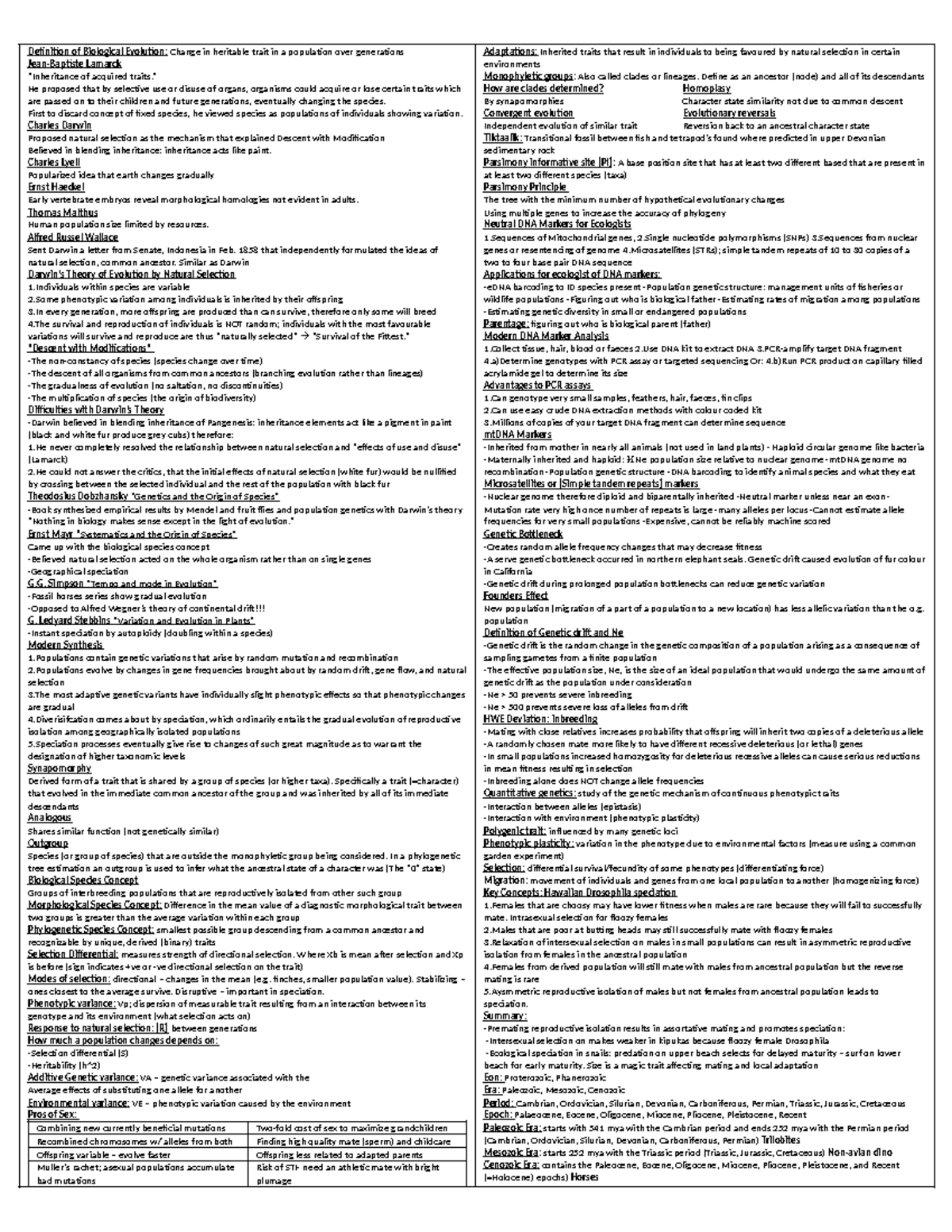 BIOL 2400 Final Exam Study Guide: Evolution and Natural Selection - Studocu