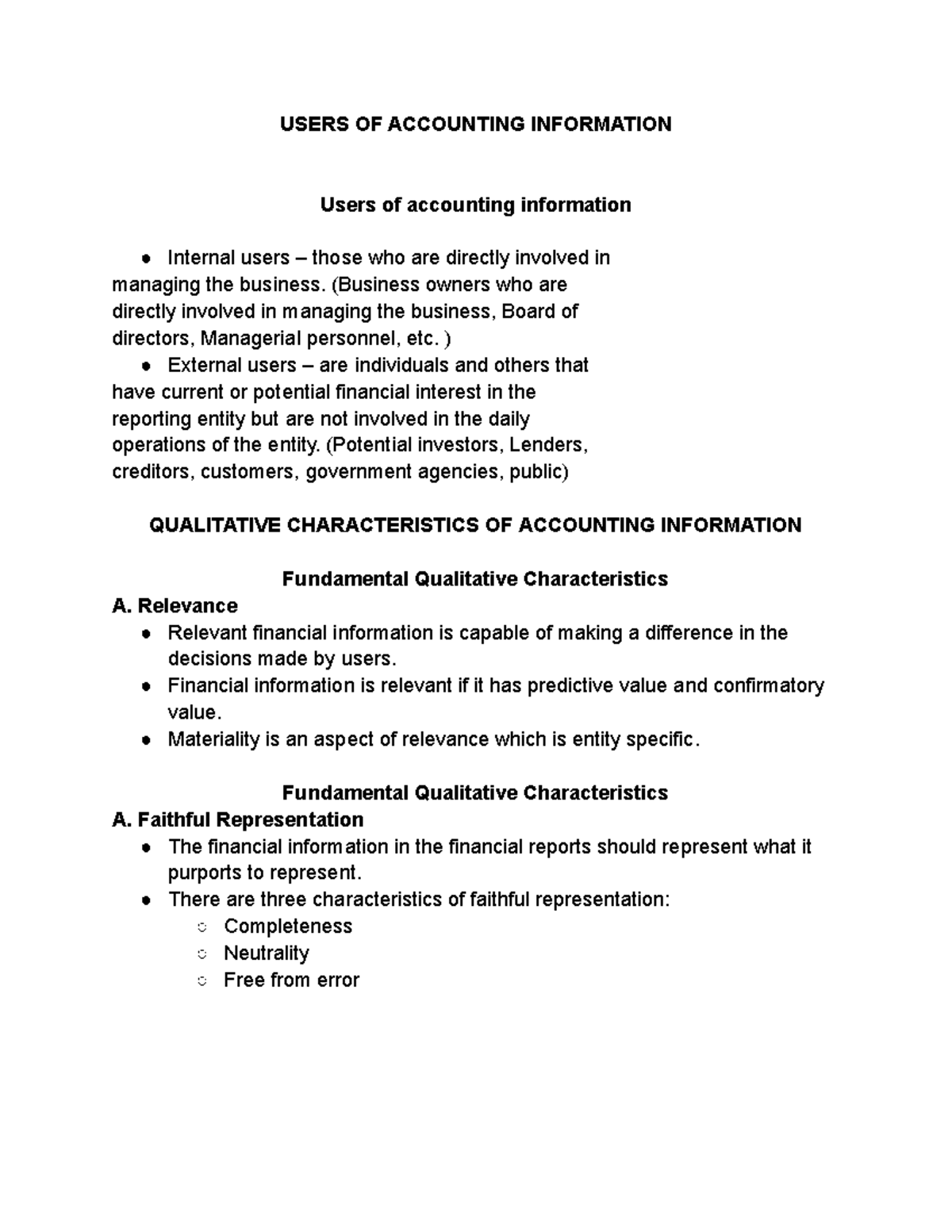 Users of Accounting Information: Internal and External Perspectives ...