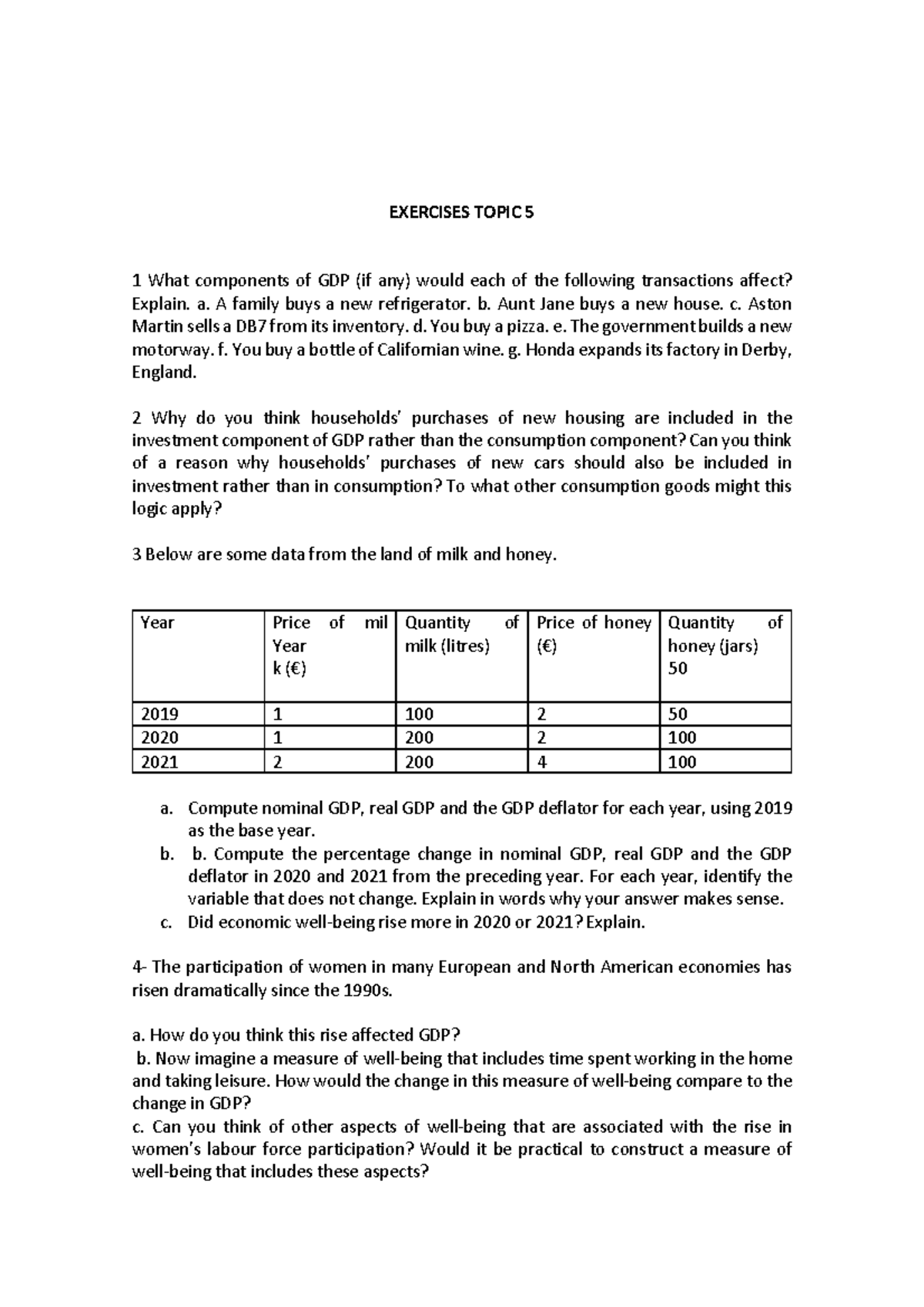 GDP Analysis Exercises - ECO 201: Exercises Topic 5 - Studocu