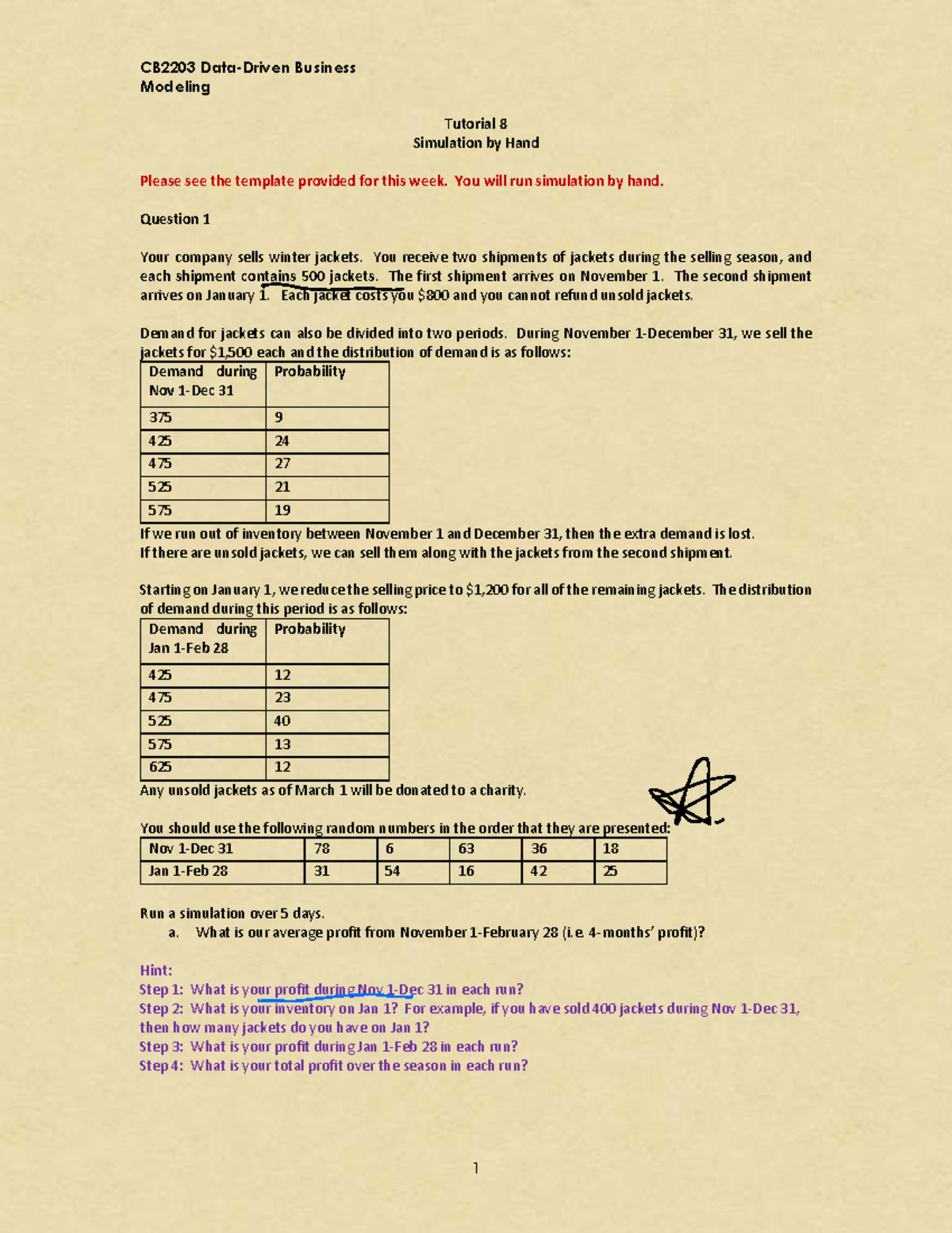 CB2203 Business Modeling Tutorial 8: Simulation Questions - Studocu