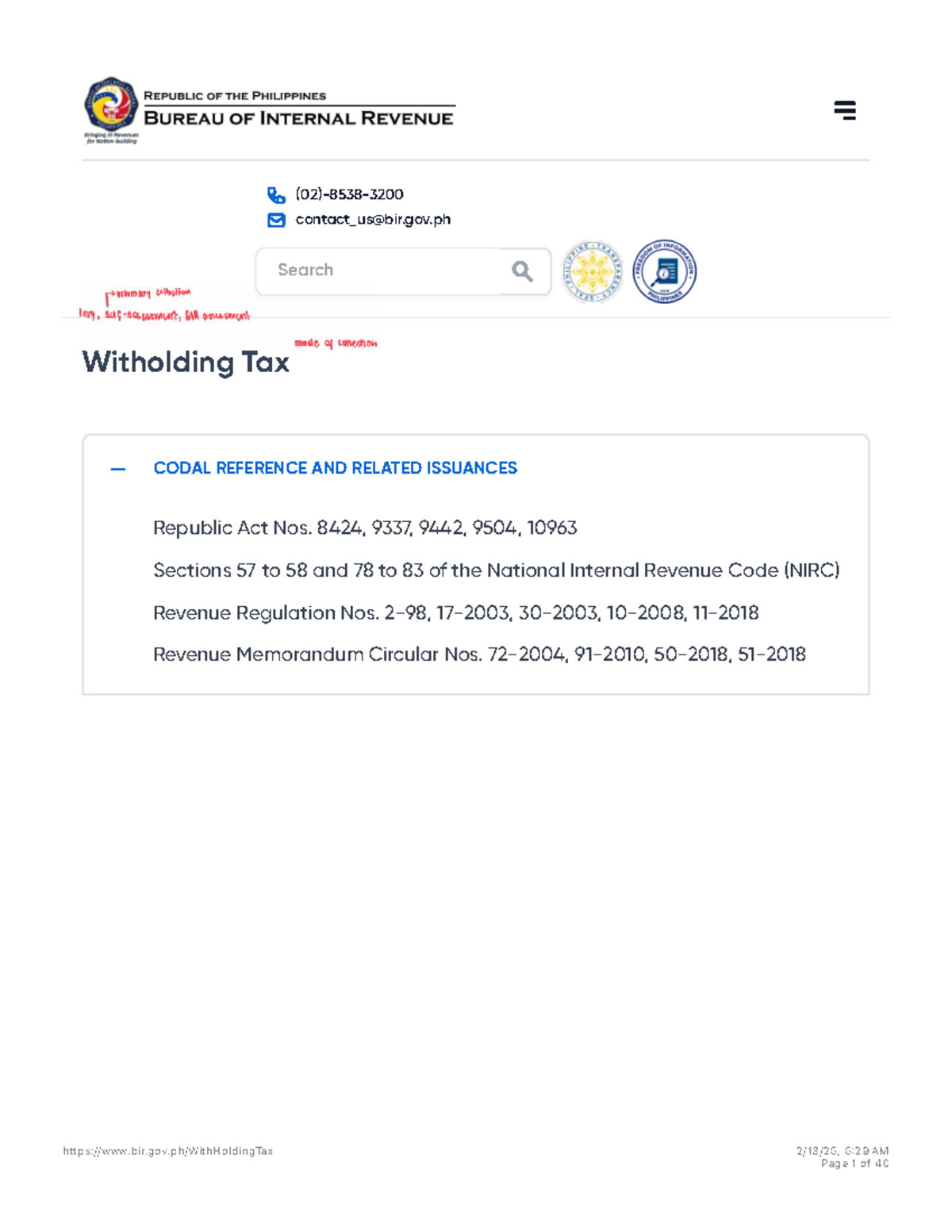 Withholding Tax Guidelines and Regulations (BIR) - Studocu