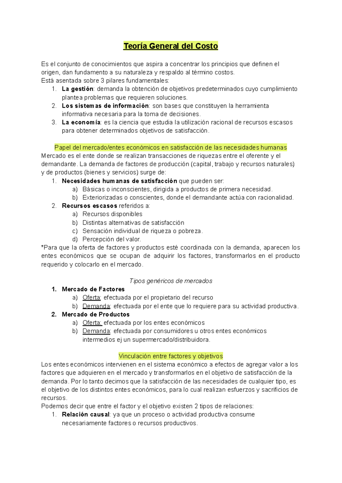 Costos: Resumen para el 1er Parcial de Teoría General del Costo - Studocu