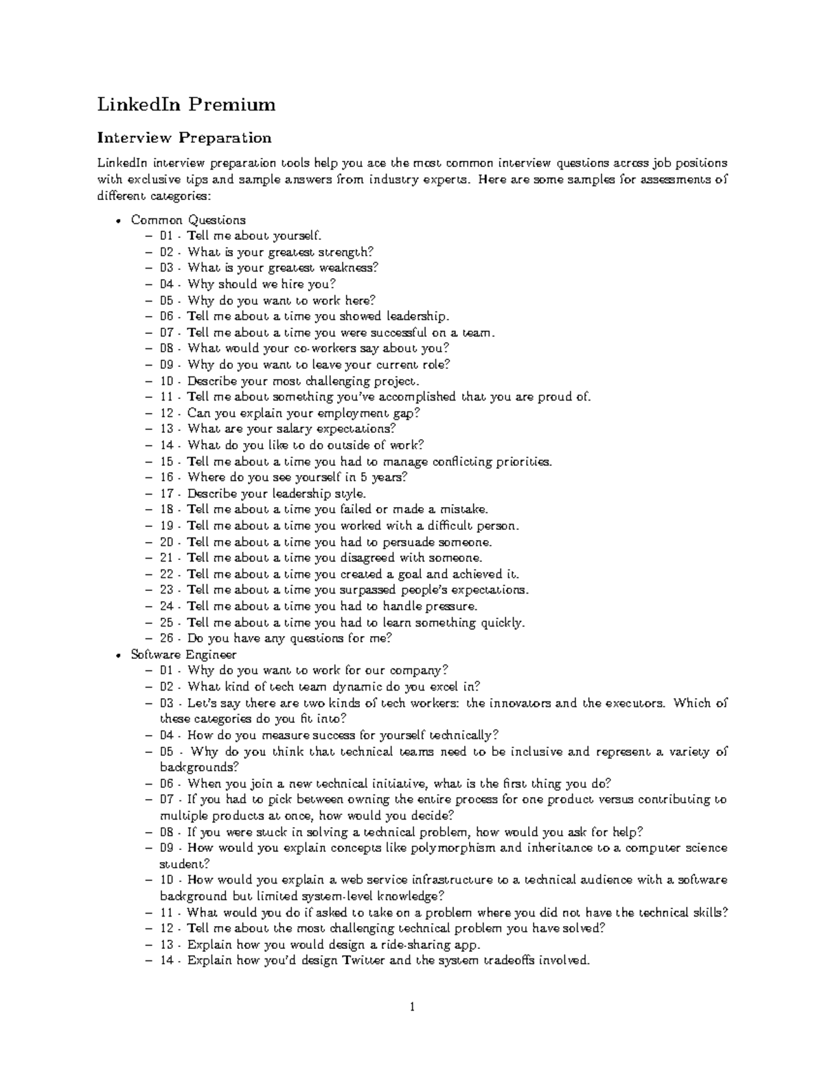 Linkedin premium interview preparation - LinkedIn Premium Interview ...
