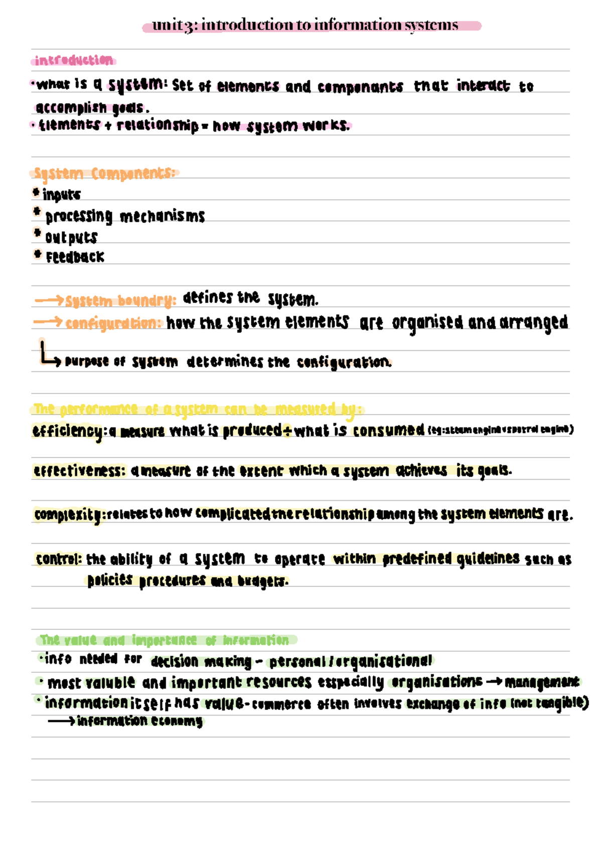 Unit 3 (introduction to information systems) - Elements relationship ...