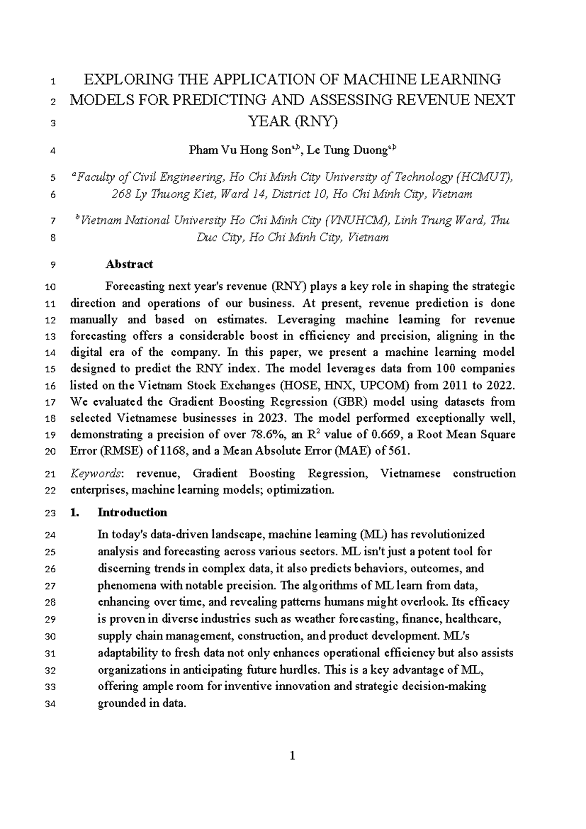 Exploring THE Application OF Machine Learning Models FOR Predicting AND ...