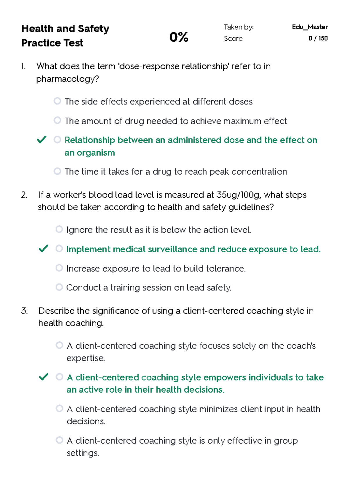 Health and Safety Practice Test 1 - Edu__Master Review - Studocu