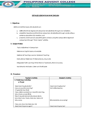 Detailed Lesson Plan In Grade 8 Physical - Detailed Lesson Plan I ...