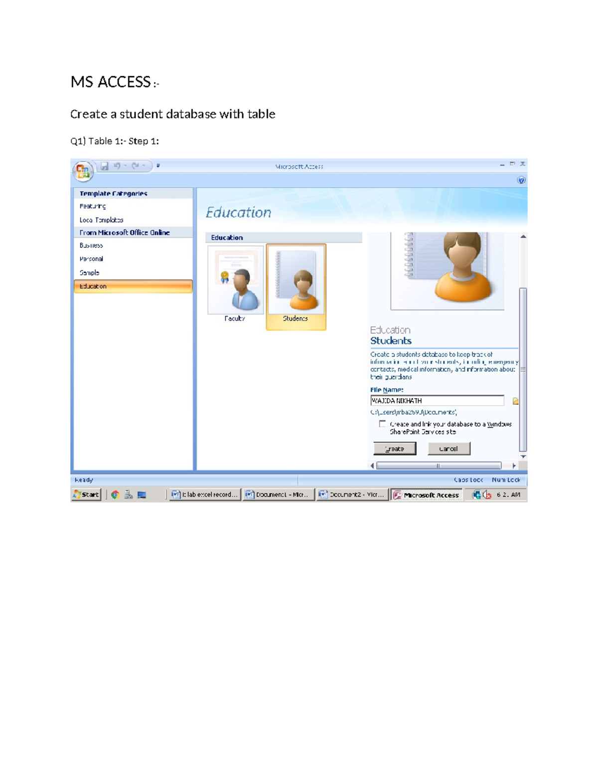 MS ACCESS: Student Database Creation & Query Design Guide - Studocu