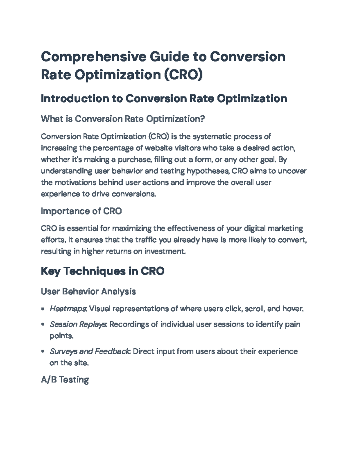 Comprehensive Guide to Conversion Rate Optimization (CRO) Techniques ...