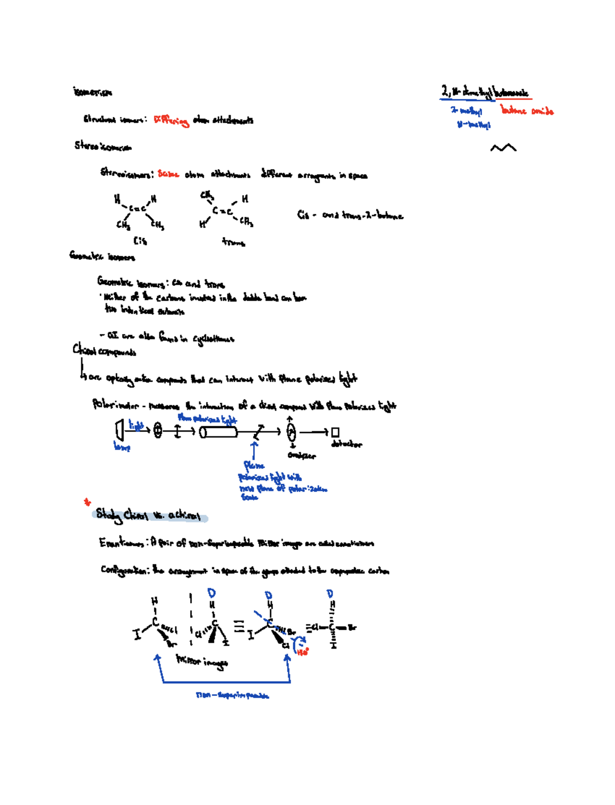 Organic Chemistry 1 Final Exam Review: Isomerism and Reactions - Studocu