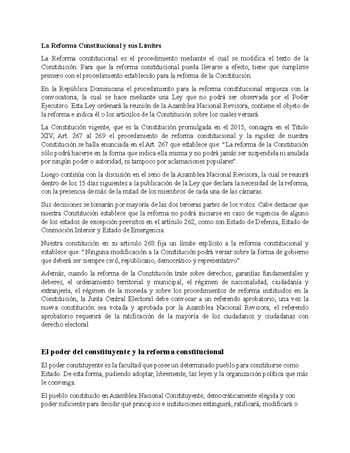La Reforma Constitucional en la República Dominicana: Límites y Poderes ...