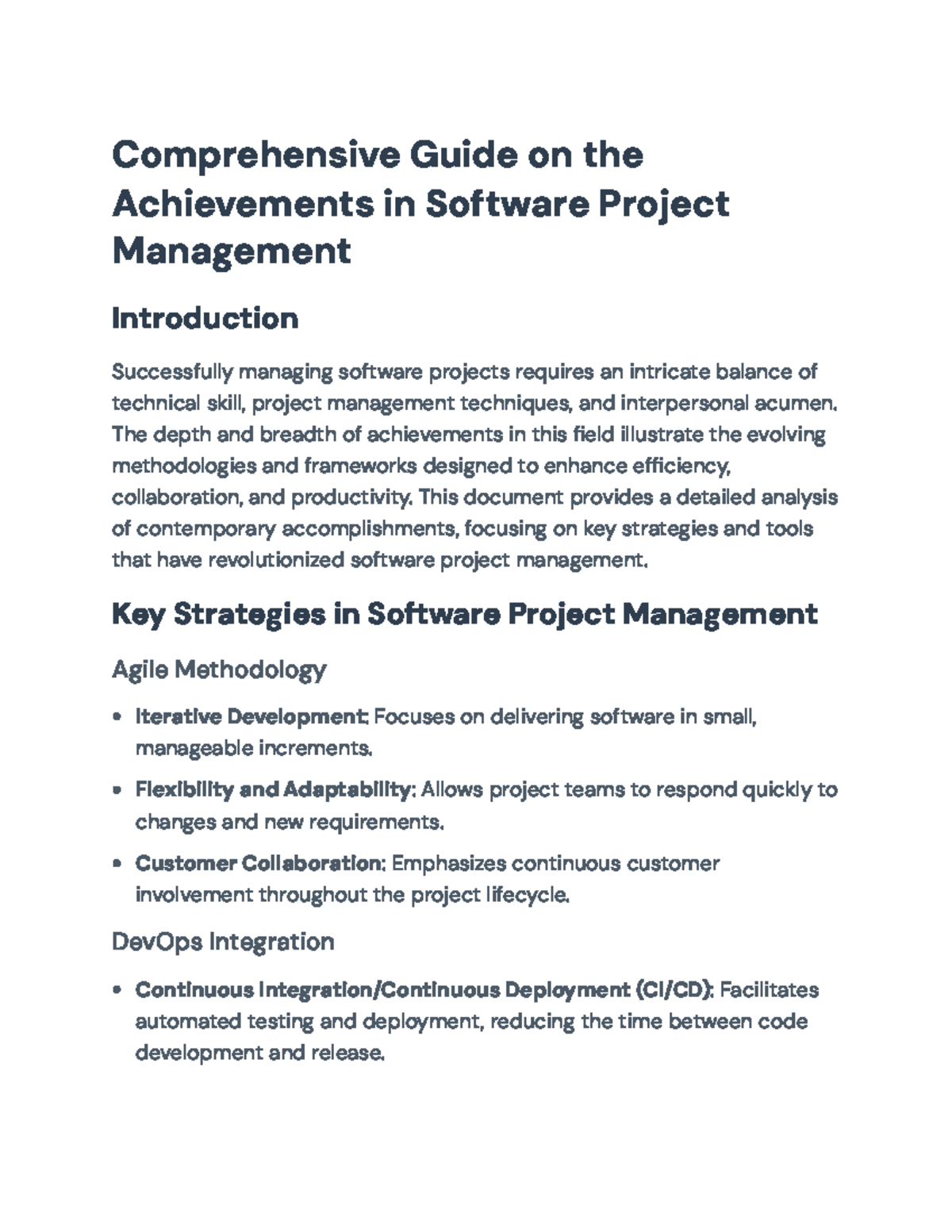 Strategies & Achievements in Software Project Mgmt: A Comprehensive ...