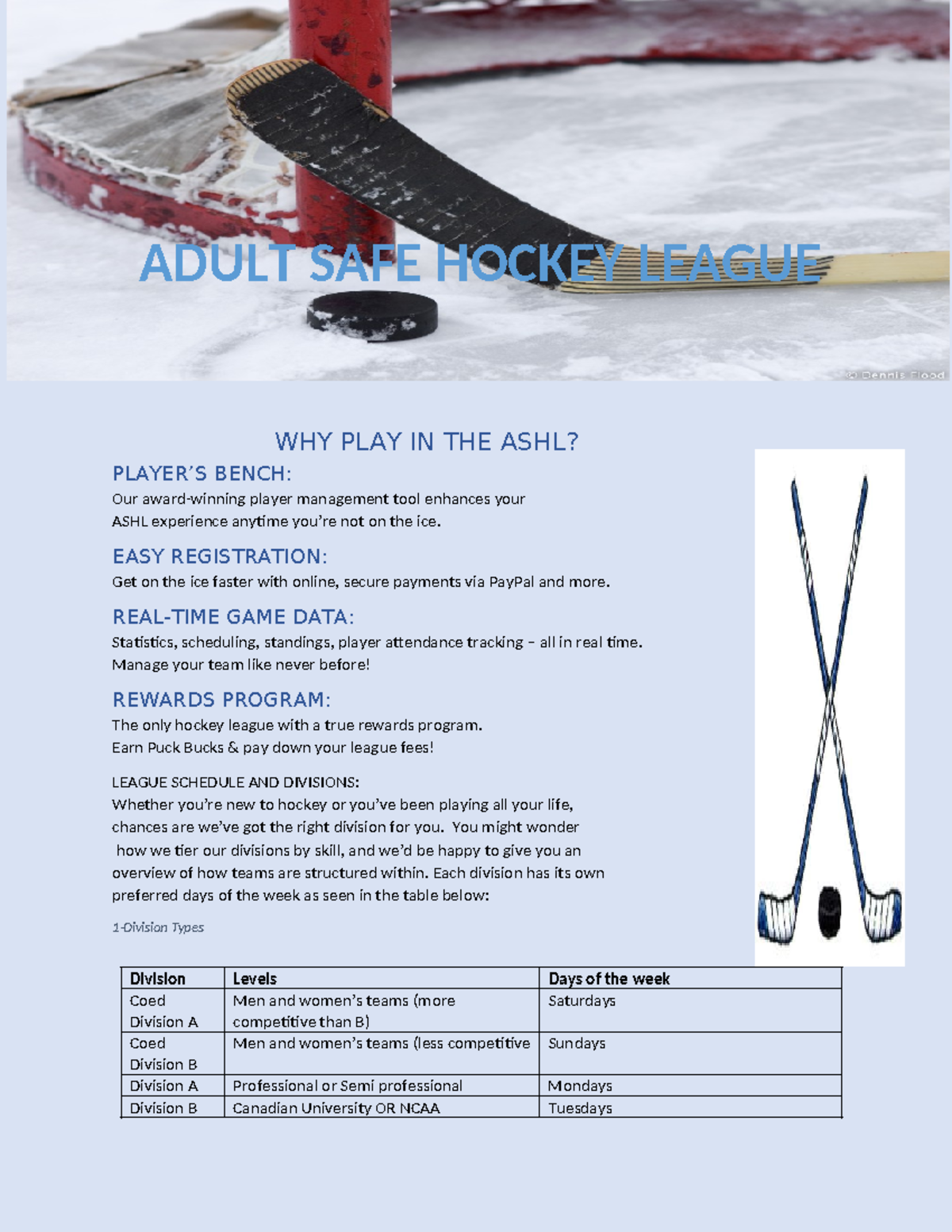 WHY PLAY IN THE ASHL: Benefits of Joining the Adult Safe Hockey League ...