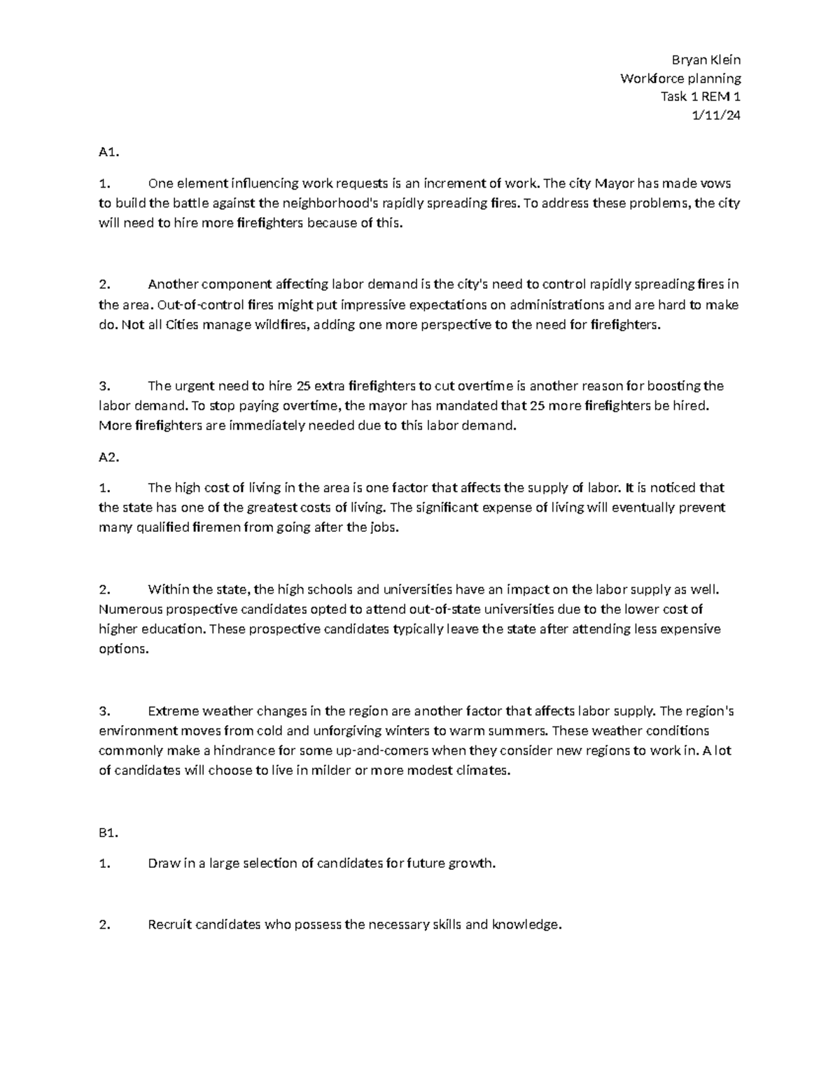 Workforce Planning Task 1: Addressing Firefighter Demand and Supply ...